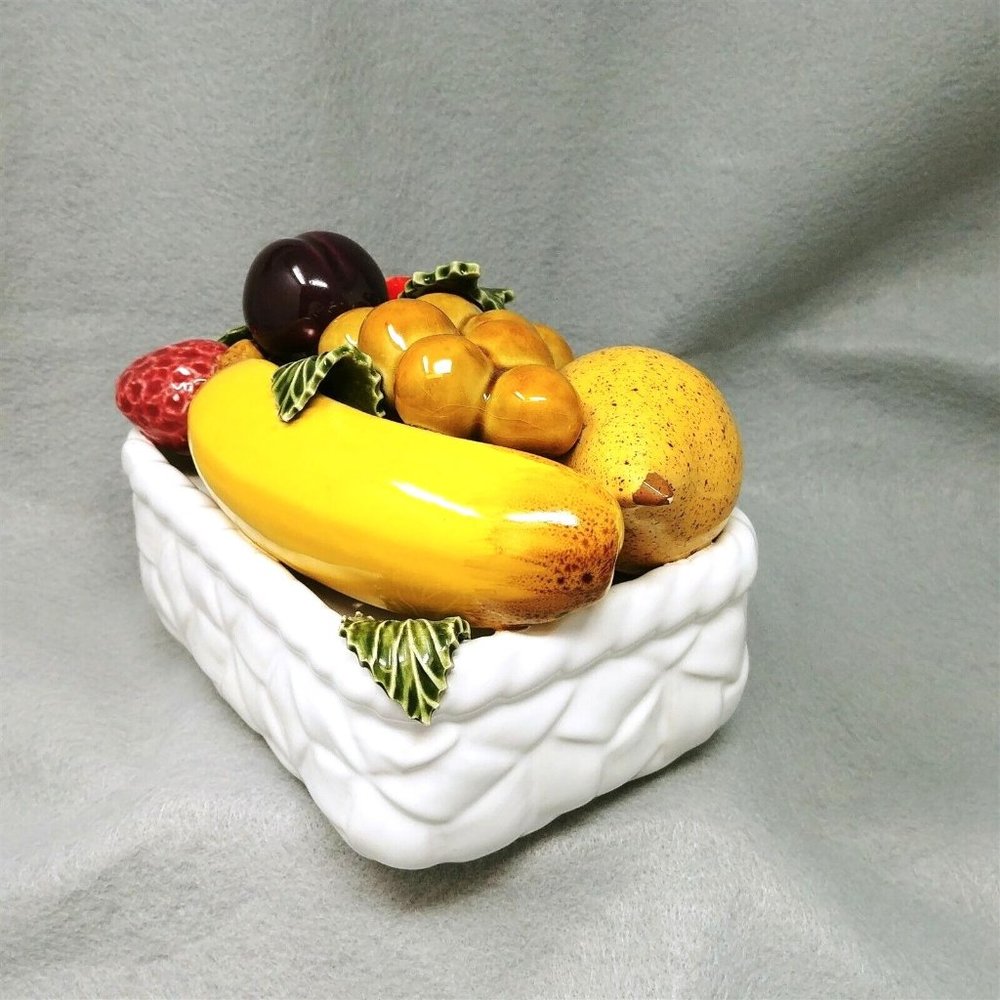 Decorative Fruit Basket Ceramic One Pc. Made in Portugal Vintage Kitchen Decor - Picture 2 of 9